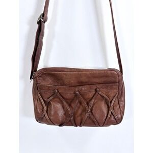 VTG Kenneth Cole Brown Genuine Leather Shoulder Bag Crossbody Purse Boheman